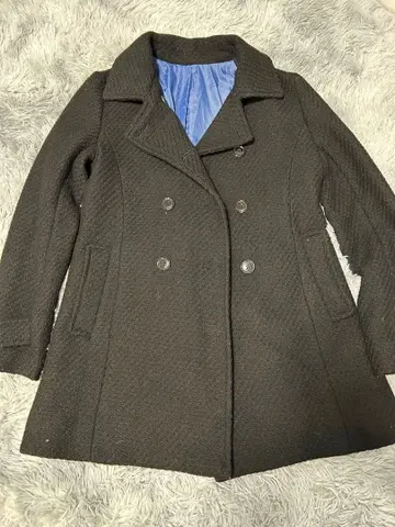 COMME CA ISM 블랙 더블 브레스트 피코트 M