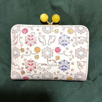 유젠 문고, 고양이와 꽃무늬 접이식 지갑, 새상품급 귀여움
