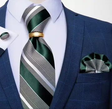 [ 4세트 ] 넥타이 스트라이프 결혼식 성인식 그린 골드 흰색 화이트
