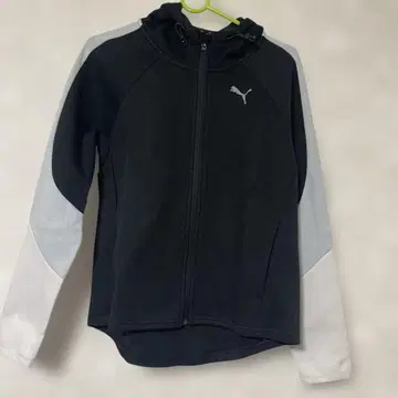 Puma 풀 집업 후드 부착 자켓 블랙/화이트