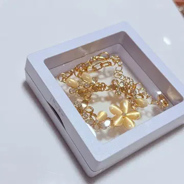 골드 플라워 팔찌 크리스탈 포함