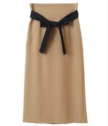 TIARA 베이지 타이트 스커트 리본 포함