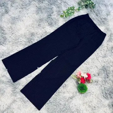 COMME CA DU MODE 사이즈 M 블랙 스트라이프 스트레이트 팬츠