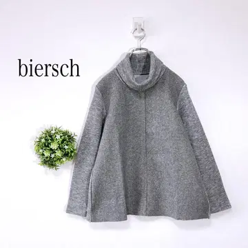 비아슈 [ F ] 터틀넥 스웨터 이소재 도킹 울 혼방 그레이