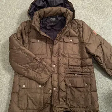 POLO 다크 브라운 후드 부착 다운 자켓 L.L.