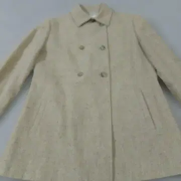 베이지 더블 브레스트 체스터 코트