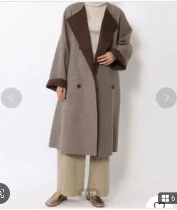 갤러리 비 더블 페이스 울 코트 브라운 체크