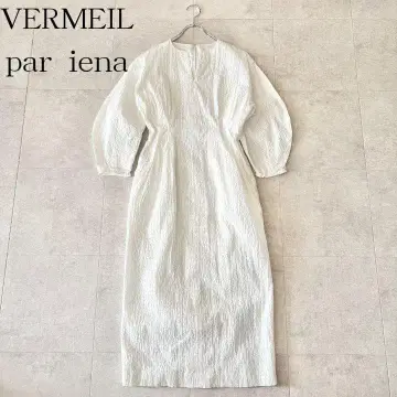 미사용급 베르메이유 페예나 시어서커 퍼프 슬리브 원피스 38 화이트