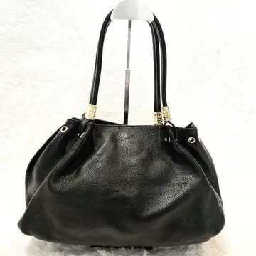 00s Y2K 개더 숄더백 블랙 골드 금장 장식 대용량 아카이브