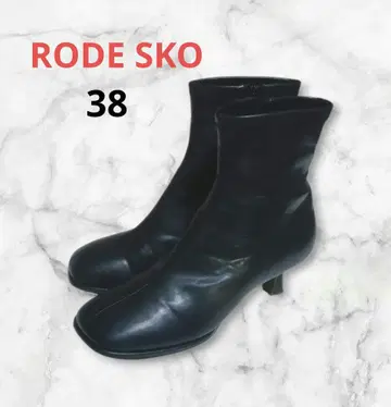 로데스코 키튼힐 숏부츠 38 블랙 로우힐