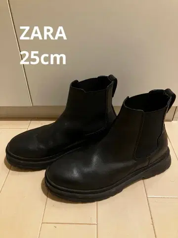 ZARA 사이드 고어 부츠 청키 첼시 통굽 가죽 25cm