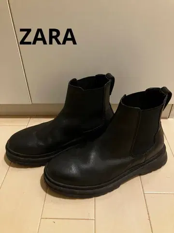 ZARA 사이드 고어 부츠 블랙 가죽 25cm