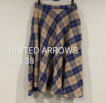 UNITED ARROWS 무릎 기장 A라인 플레어 스커트 울 89%