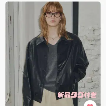 [ 택 포함 새상품 ] GIUNON 가죽 자켓 블랙