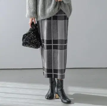 롱 스커트 체크 스커트 타이트 스커트