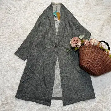 미사용 카리네 CALINER 롱 가디건 그레이 M