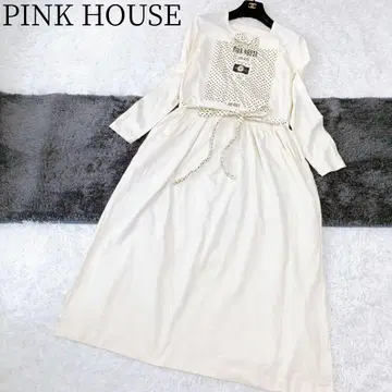 핑크하우스/PINK HOUSE 롱 원피스 로고 리본 도트 면