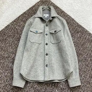 HYKE 하이크 셔츠 자켓 멜톤 울 앵커 버튼 그레이 S