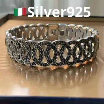 실버 925 마카사이트 팔찌 앤티크 이탈리아