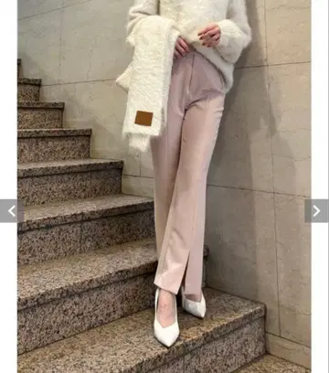 어뉴앙스 프론트 슬릿 팬츠 핑크 베이지 S