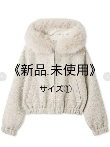 SNIDEL 퍼 부착 트위드 블루종