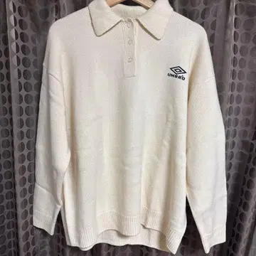 UMBRO 화이트 피케 셔츠 니트 긴팔