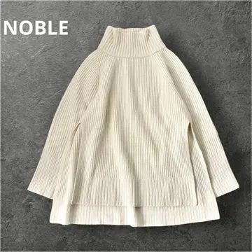 NOBLE 로우게이지 하이넥 니트 아이보리