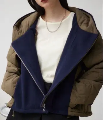 AZUL by moussy 블루종 이소재 절개 퀼팅 코트