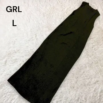 새상품급 그레일 롱 원피스 슬리브리스 리브 니트 맥시 길이 블랙 L