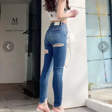 GYDA 제이 M/W HEM SHAVE BACKRIPPED 데님 팬츠