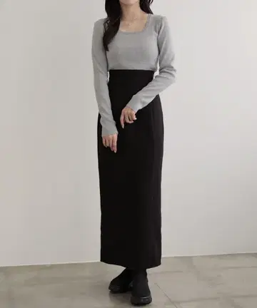 nouvellemoi 하이웨스트 내로우 스커트 (블랙)