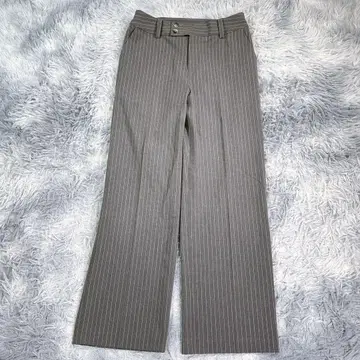 [ M ] 와이드 슬랙스 그레이 스트라이프 얇은 소재 여성용