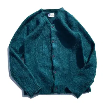 [ 명작 ] TOWNCRAFT 모헤어 니트 가디건 터콰이즈 블루 M