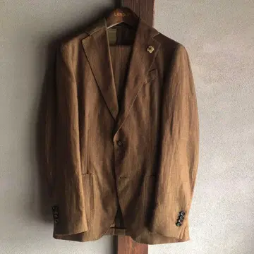 LARDINI brown linen suit 42