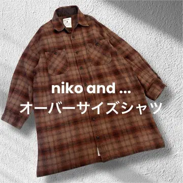 niko and - 모양이 귀여운 브라운 체크 무늬 오버 사이즈 자켓