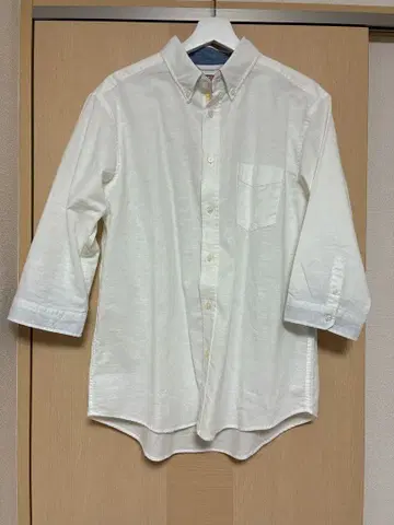 EDWIN 버튼 다운 7부 기장 셔츠 L 사이즈 화이트