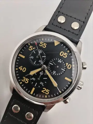 42mm 새상품 파이롯트 크로노그래프 쿼츠 손목시계
