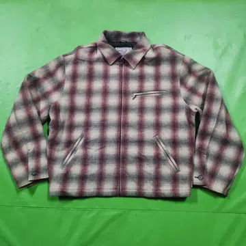 레트로 옴브레 체크 울 지퍼 자켓 일본 사이즈 XL 상당