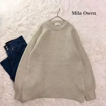 미라 오웬 큼직한 하찌 니트 베이지 알파카 혼방 오버 사이즈