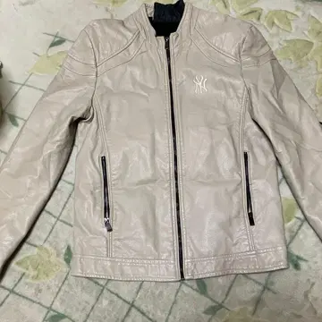 JINGPIN 라이트 베이지 가죽 자켓 XL