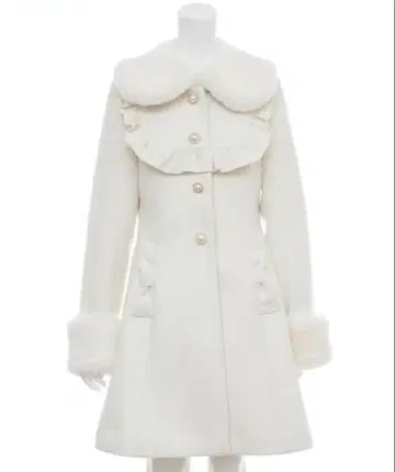 Secret Honey 요크 프릴 리본 포켓 코트