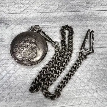 배 회중시계 블랙 실버