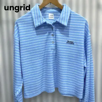 [ Ungrid ] 스트라이프 피케 셔츠 스카이블루 긴팔 타월 소재