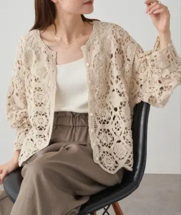 pual ce cin 퓨어세신 크로셰 뜨개질풍 가디건