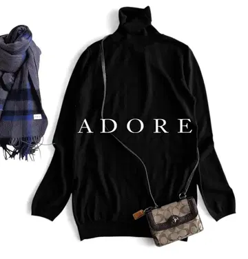 어도어 일본제 고급 드레이프감 울 릴랙스 핏 터틀 니트 블랙