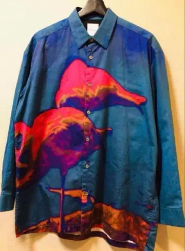 폴스미스 플라밍고 그래픽 긴팔 셔츠 남성용 여성용 드레스