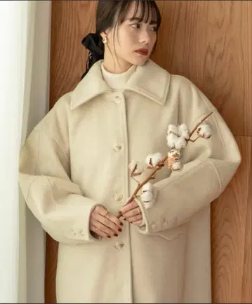 hinari 히나리 미니 샤기 롱 코트 아이보리 FREE