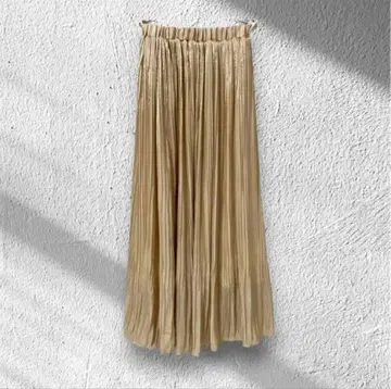 [ 미사용 ] Chez toi 쉐토와 플리츠 스커트 롱 스커트 골드