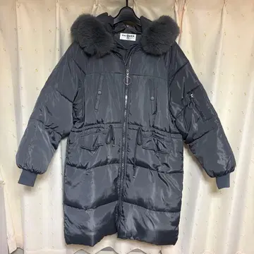 새상품급 3L 그레이 퍼 달린 다운 자켓