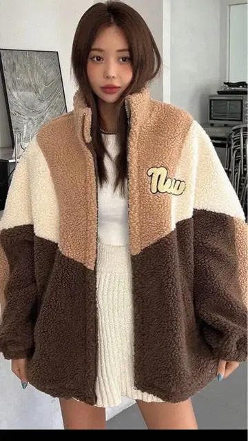 Dazy 드롭 숄더 테디 코트 XL